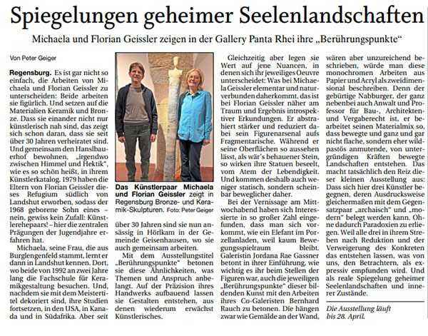 Ausstellung Berührungspunkte in der Gallery Panta Rhei, Regensburg